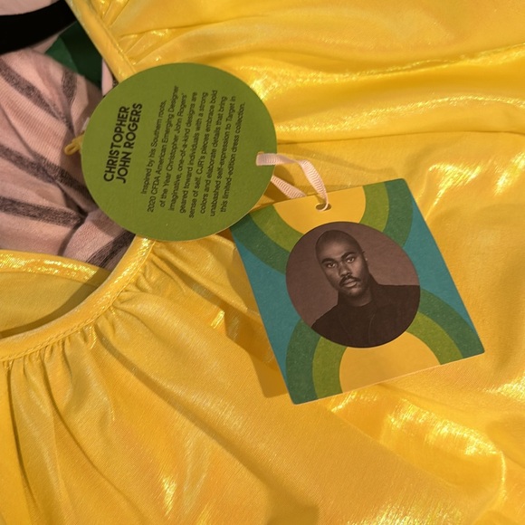 Christopher John Rogers Puff Sleeve Tie Waist Volume Dress Size Medium - Picture 7 of 7